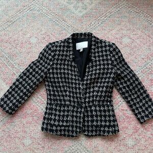 Banana Republic Black and White Tweed Blazer 0P